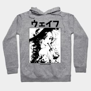 Stylish Pretty Japanese Anime Girl with Bubble Tea Hoodie